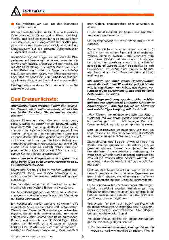 Vorschauseite 2: Kostendruck erhöht den Blasendruck Wird das Pflegeversicherungsgesetz zu einem Kontinenztraining der besonderen Art für die Altenpfleger und Altenpflegeinnen?
