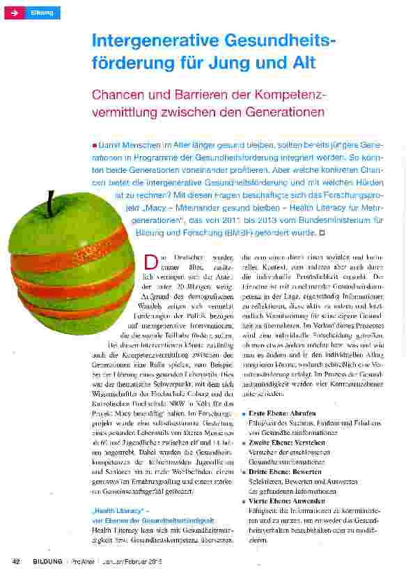 Vorschauseite 1: Intergenerative Gesundheitsförderung für Jung und Alt