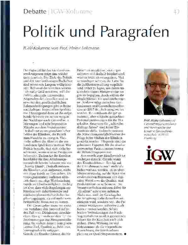 Vorschauseite 1: Politik und Paragrafen