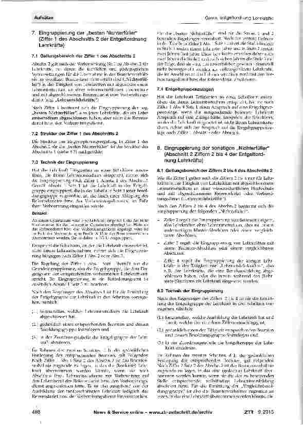 Vorschauseite 6: Entgeltordnung Lehrkräfte - Tarifvertragliche Regelung der Eingruppierung der Lehrkräfte an allgemeinbildenden und berufsbildenden Schulen der Länder