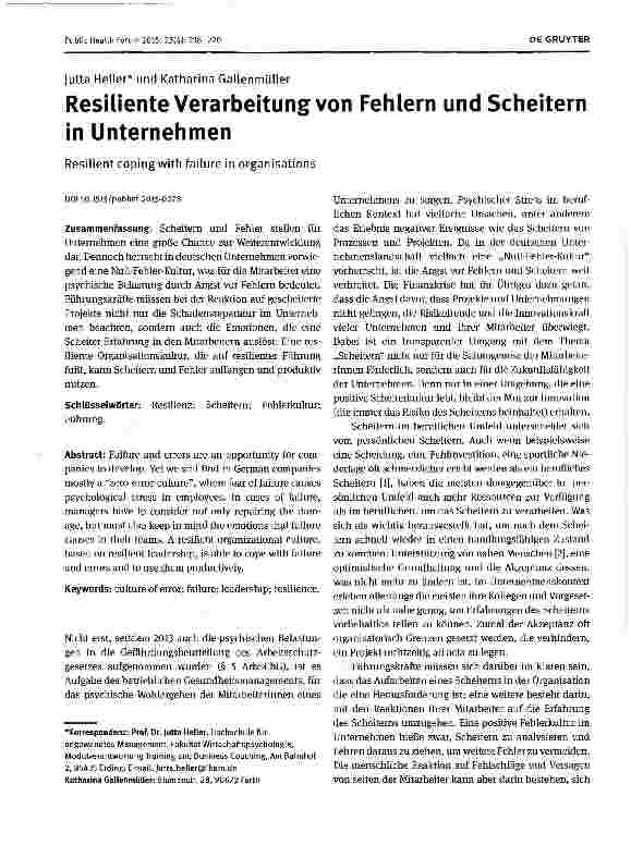 Vorschauseite 1: Resiliente Verarbeitung von Fehlern und Scheitern in Unternehmen