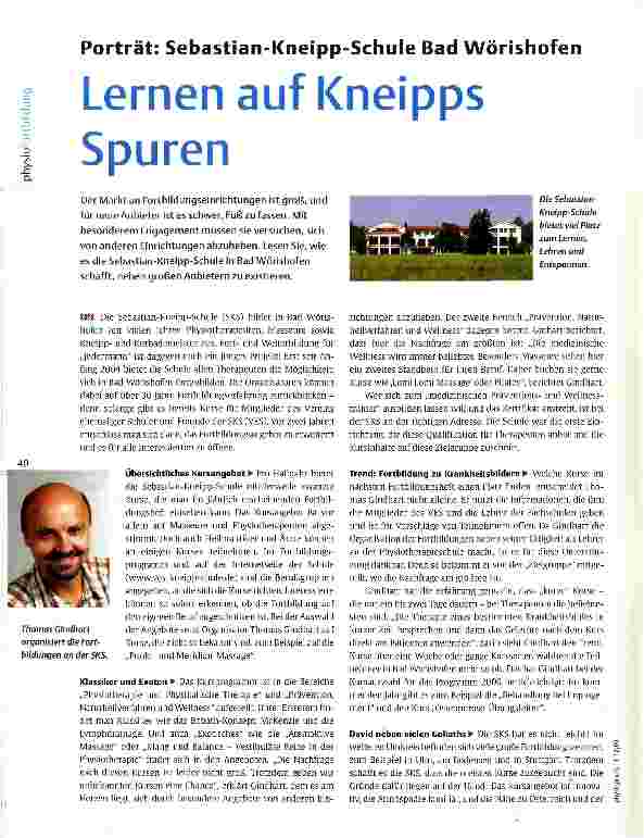 Vorschauseite 1: Porträt: Sebastian-Kneipp-Schule Bad Wörishofen Lernen auf Kneipps Spuren