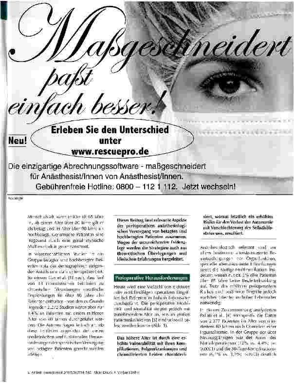 Vorschauseite 2: Anästhesiologische Strategien bei Hochbetagten