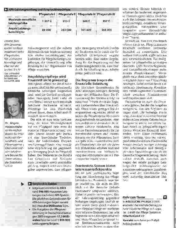 Vorschauseite 3: Beitragsserie: Wie europäische Nachbarn Häusliche Pflege organisieren - Teil 1: FrankreichFrankreich setzt auf die Pflege in der Häuslichkeit
