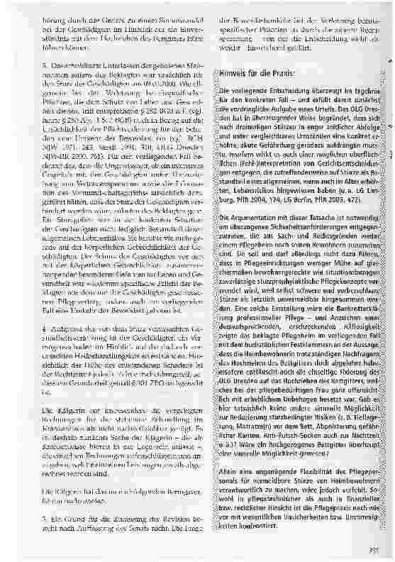 Vorschauseite 4: Haftung eines Altenpflegeheims wegen unzureichender Sturzprophylaxe