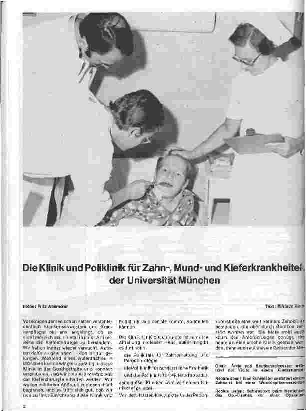 Vorschauseite 1: Die Klinik und Poliklinik f. Zahn-, Mundund Kieferkrankheiten der Universität München