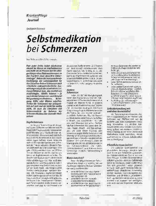 Vorschauseite 1: Selbstmedikation bei Schmerzen