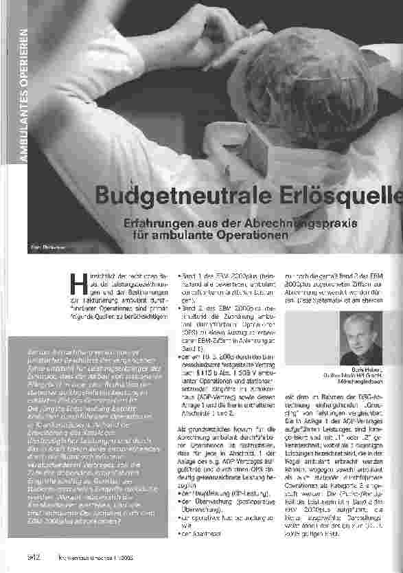 Vorschauseite 1: Budgetneutrale ErlösquelleErfahrungen aus der Abrechnungspraxis für ambulante Operationen