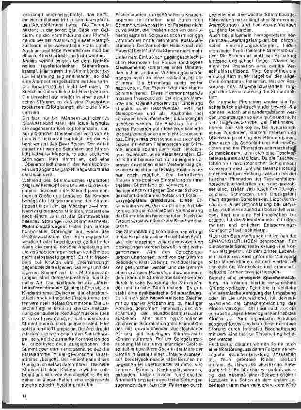 Vorschauseite 3: Einführung in die Hals-Nasen-Ohren-Heilkunde 22. Folge (Schluß) Stimm-,Sprech-und Sprachstörungen