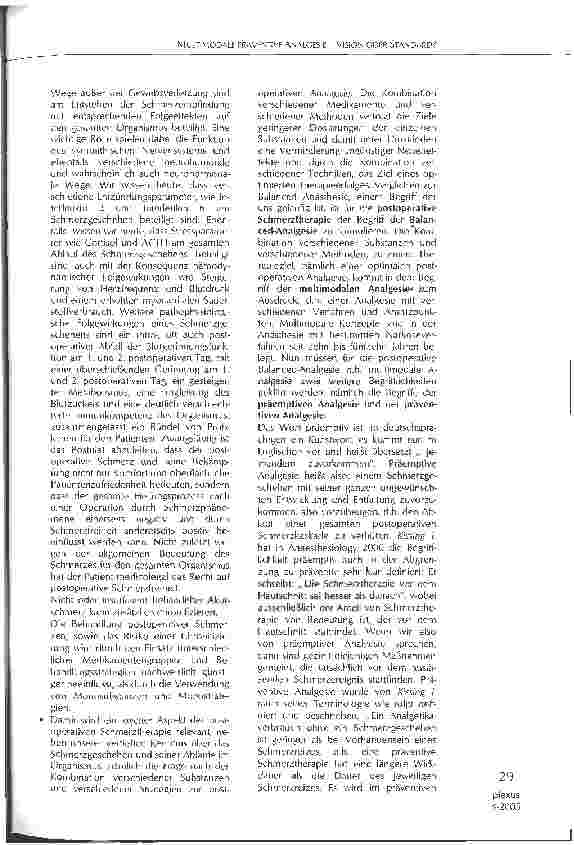 Vorschauseite 2: MULTIMODALE PRÄVENTIVE ANALGESIE -VISION ODER STANDARD?