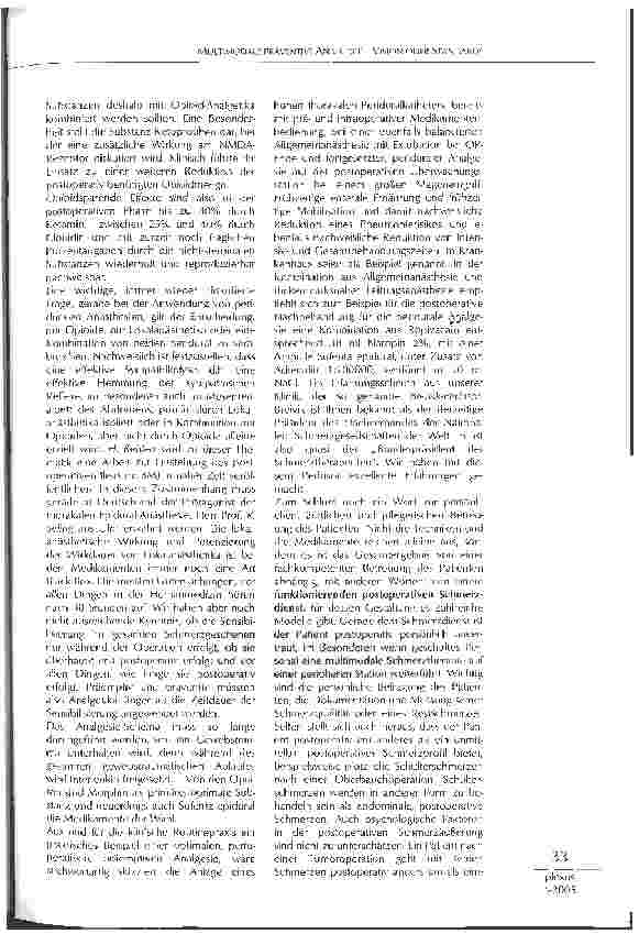 Vorschauseite 6: MULTIMODALE PRÄVENTIVE ANALGESIE -VISION ODER STANDARD?