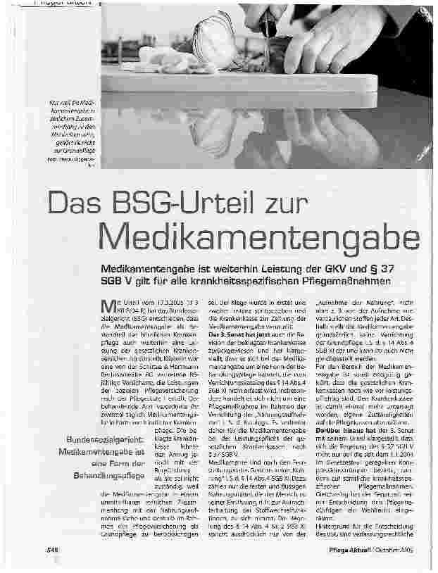 Vorschauseite 1: Das BSG-Urteil zur Medikamentengabe
