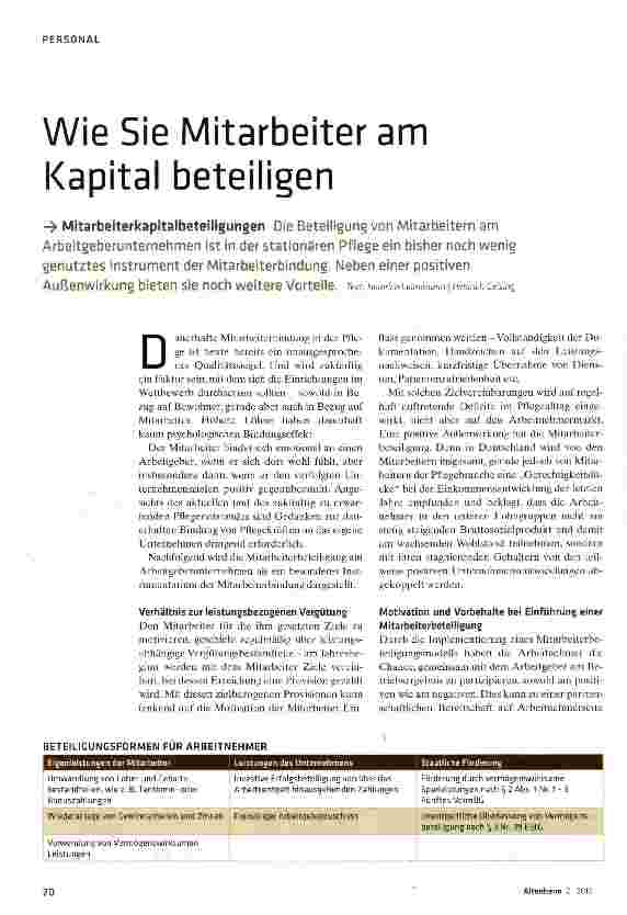 Vorschauseite 1: Wie Sie Mitarbeiter am Kapital beteiligen