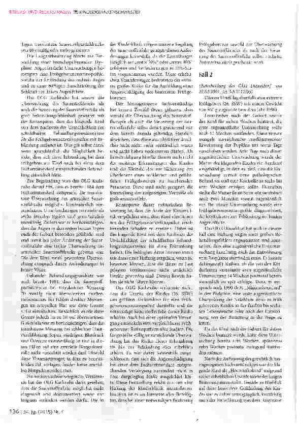 Vorschauseite 2: Haftung bei Erblindung eines zu früh geborenen Kindes
