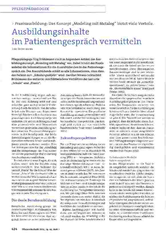 Vorschauseite 1: Ausbildungsinhalte im Patientengespräch vermitteln