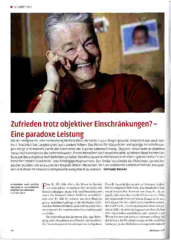 Vorschauseite 1: Zufrieden trotz objektiver Einschränkungen? -Eine paradoxe Leistung