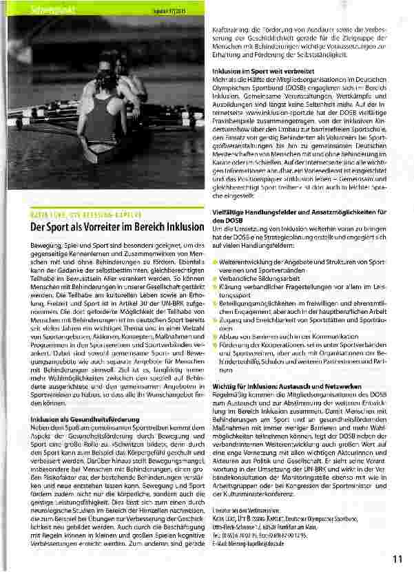 Vorschauseite 1: Der Sport als Vorreiter im Bereich Inklusion