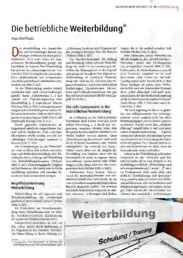Vorschauseite 1: Die betriebliche Weiterbildung