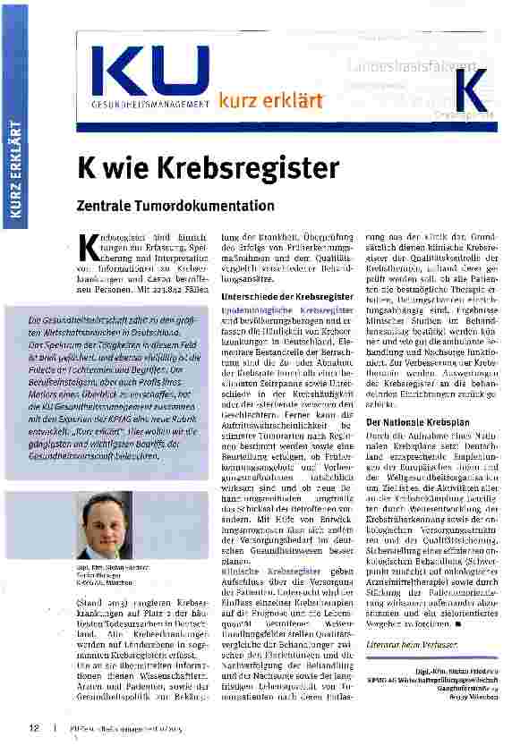 Vorschauseite 1: K wie Krebsregister