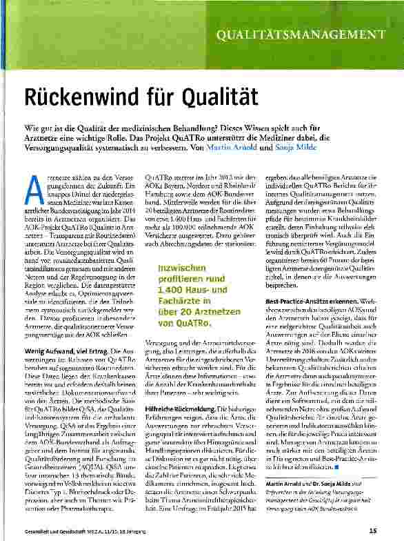 Vorschauseite 1: Rückenwind für Qualität
