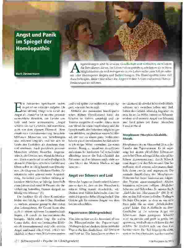 Vorschauseite 1: Angst und Panik im Spiegel der Homöopathie