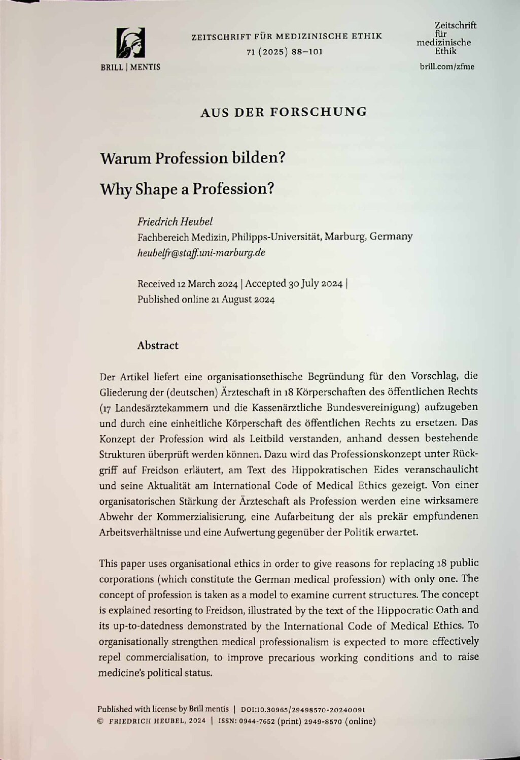 Vorschauseite 1: Warum Profession bilden?