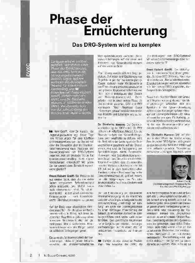 Vorschauseite 1: Phase der ErnüchterungDas DRG-System wird zu komplex