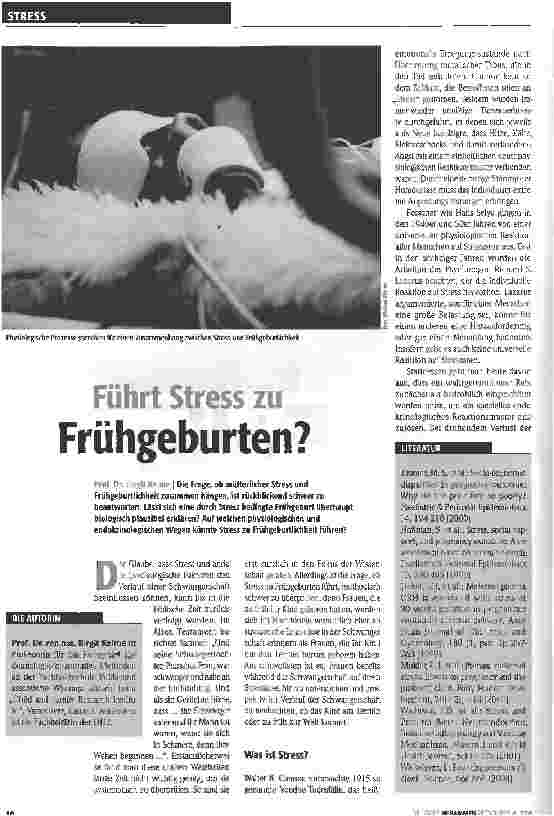 Vorschauseite 1: Führt Stress zu Frühgeburten?