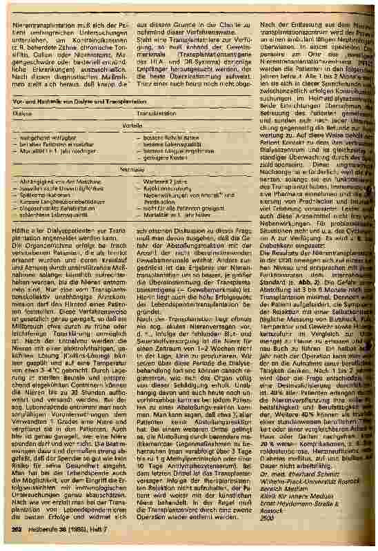 Vorschauseite 2: Entwicklung und gegenwärtiger Stand der Nierentransplantation