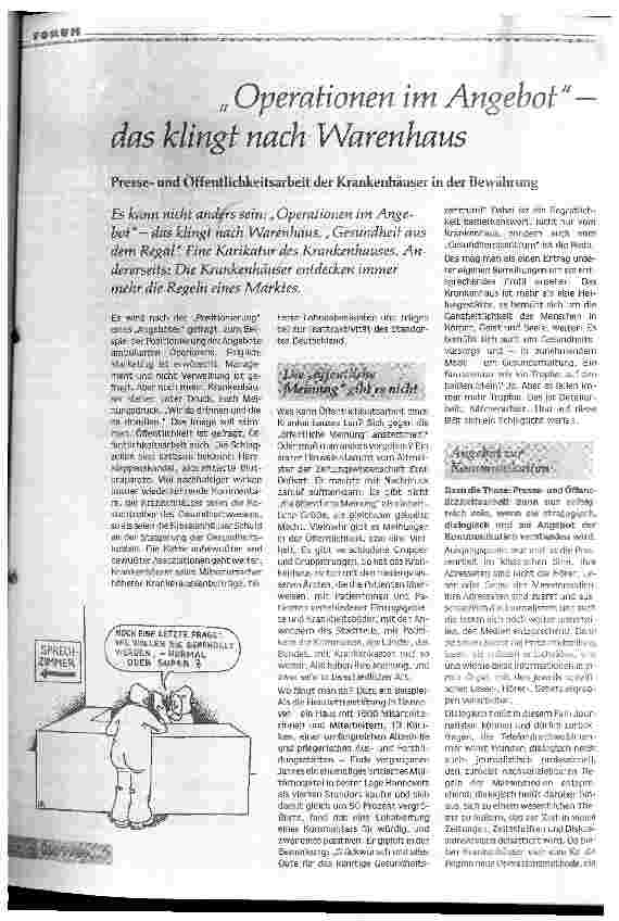 Vorschauseite 1: Operationen im Angebot - das klingt nach Warenhaus