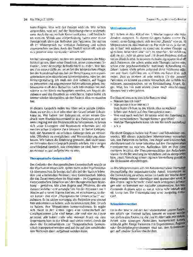 Vorschauseite 2: Aufgaben des Pflegedienstes auf der Aufnahmestation der psychosomatischen Fachklinik St.Franziska-Stift, Bad Kreuzbach