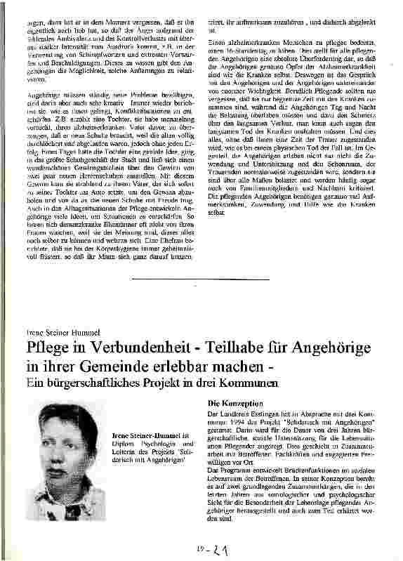 Vorschauseite 1: Pflege in Verbundenheit - Teilhabe für Angehörige in ihrer Gemeinde erlernbar machen - Ein bürgerschaftliches Projekt in drei Kommunen