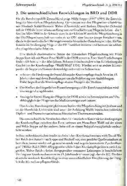 Vorschauseite 3: Stand und Perspektiven der Historischen Pflegeforschung in Deutschland