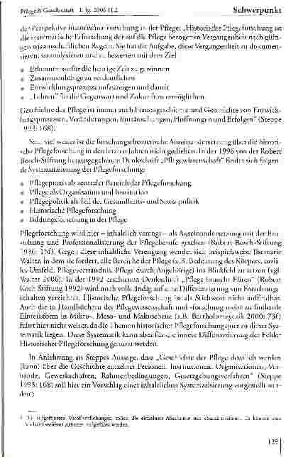 Vorschauseite 6: Stand und Perspektiven der Historischen Pflegeforschung in Deutschland