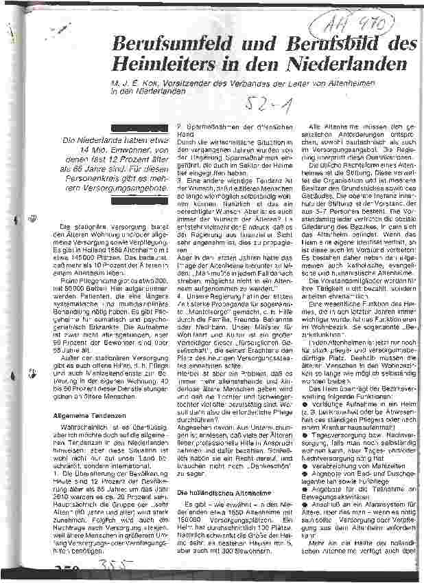 Vorschauseite 1: Berufsumfeld und Berufsbild des Heimleiters in den Niederlanden