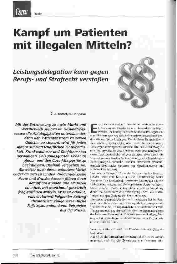 Vorschauseite 1: Kampf um Patienten mit illegalen Mitteln?