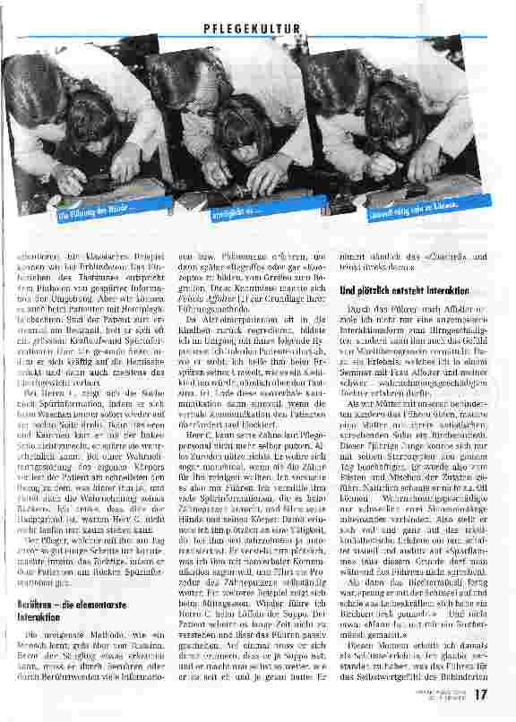 Vorschauseite 4: Wer nichts mehr begreift, braucht taktile Führung Ein Pflegekonzept bei Alzheimerkranken