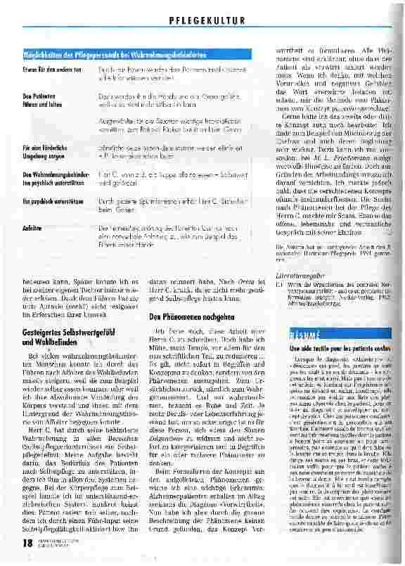 Vorschauseite 5: Wer nichts mehr begreift, braucht taktile Führung Ein Pflegekonzept bei Alzheimerkranken