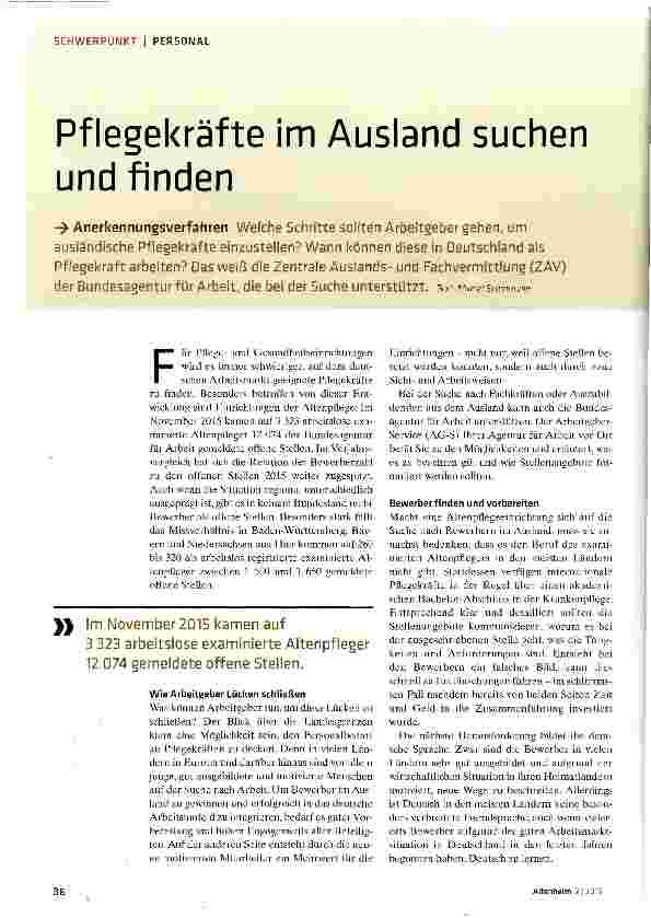 Vorschauseite 1: Pflegekräfte im Ausland suchen und finden