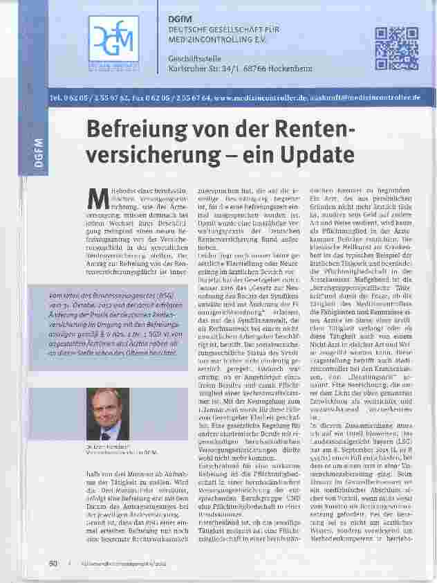 Vorschauseite 1: Befreiung von der Rentenversicherung -ein Update