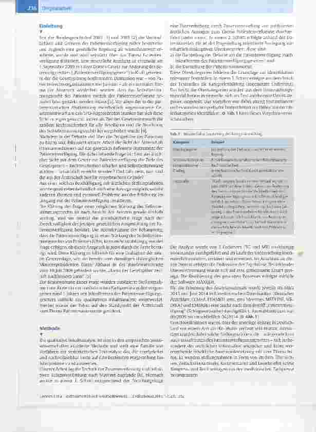 Vorschauseite 2: Rechtssicherheit und Selbstbestimmung durch Patientenverfügung?Ergebnisse einer qualitativen Inhaltsanalyse publizierter ärztlicher Stellungnahmen aus den Jahren 2009-2014