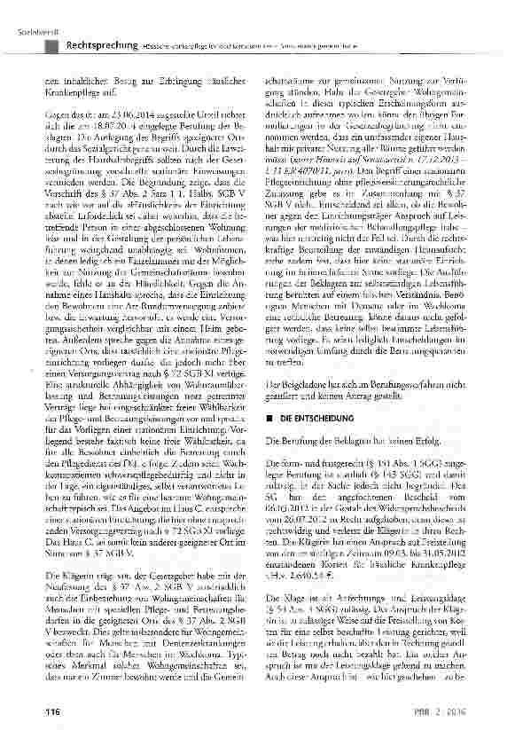 Vorschauseite 5: Häusliche Krankenpflege für Wachkomapatienten in Seniorenwohngemeinschaften SGB V § 13 Abs. 3, § 27 Abs. 1 Satz 1, § 37 Abs. 2 Satz 1; HKP-RL § 1 Abs. 6 und Abs. 7 Sätze 2 und 3