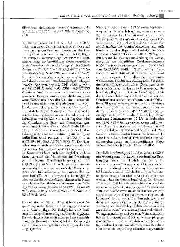 Vorschauseite 6: Häusliche Krankenpflege für Wachkomapatienten in Seniorenwohngemeinschaften SGB V § 13 Abs. 3, § 27 Abs. 1 Satz 1, § 37 Abs. 2 Satz 1; HKP-RL § 1 Abs. 6 und Abs. 7 Sätze 2 und 3