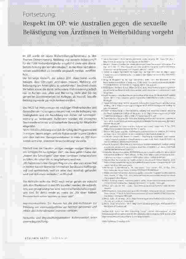 Vorschauseite 3: Respekt im OP: wie Australien gegen die sexuelle Belästigung von Ärztinnen in Weiterbildung vorgeht
