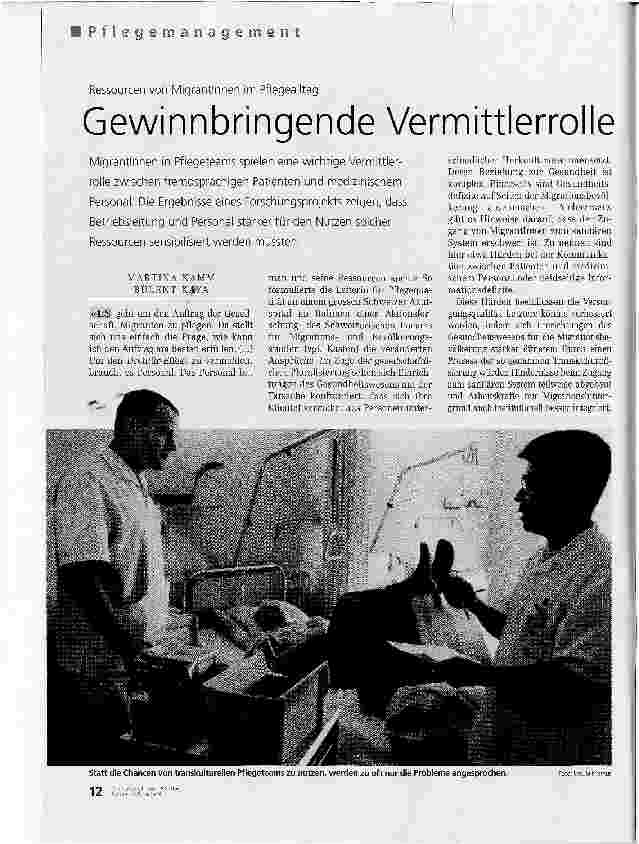 Vorschauseite 1: Ressourcen von Migrantinnen im PflegealltagGewinnbringende Vermittlerrolle