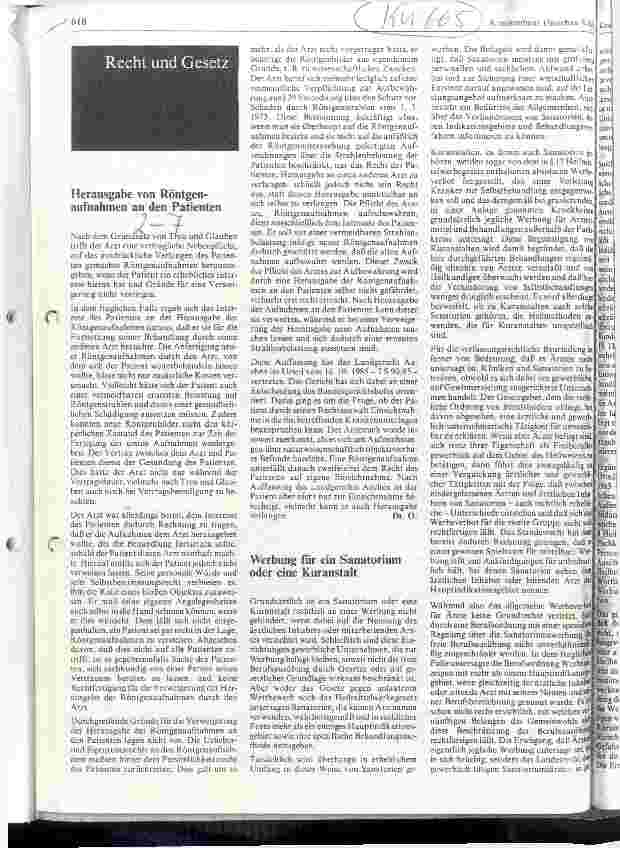 Vorschauseite 1: Herausgabe von Röntgenaufnahmen an den Patienten