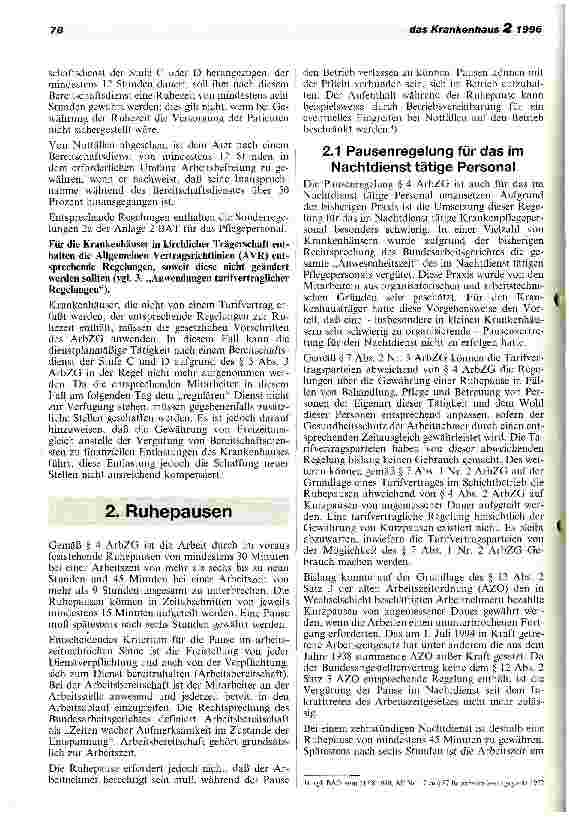 Vorschauseite 3: Ergänzende Hinweise der DKG zu ausgewählten Problemen bei der Umsetzung des Arbeitszeitsgesetzes