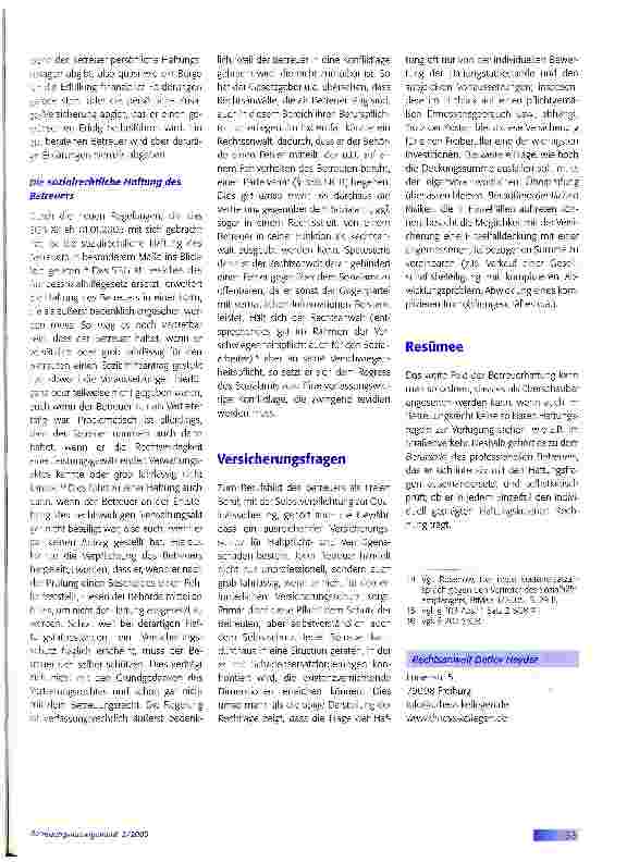 Vorschauseite 4: Die Haftung des Betreuers -Bewertung der Risiken und Grenzen