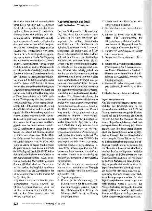 Vorschauseite 2: Pharmakoökonomische Aspekte bei MRSA-Infektionen