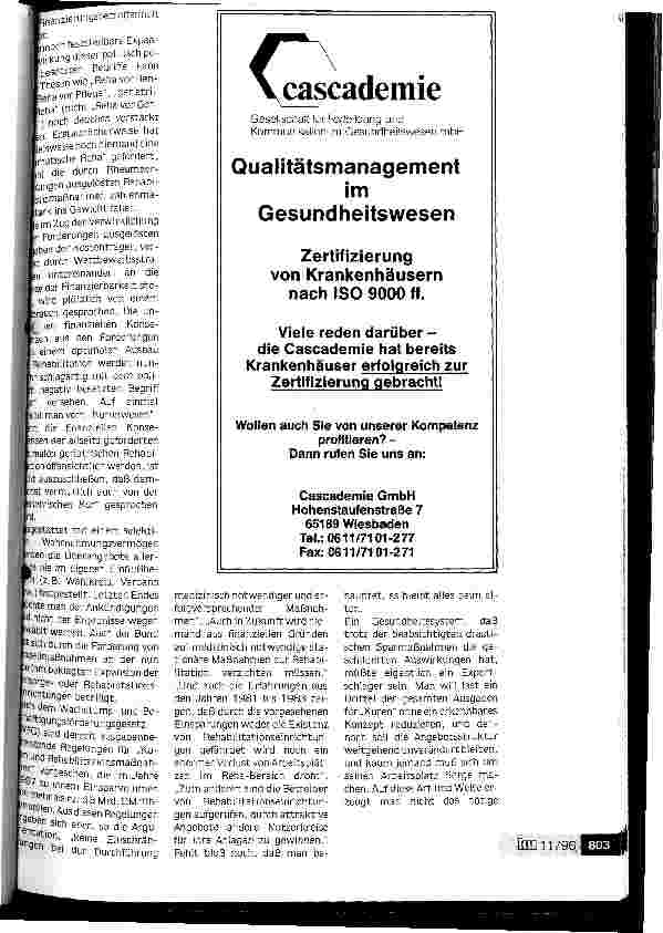 Vorschauseite 5: Rehabilitation: Sektorale Sonderrolle ist nicht mehr zeitgemäß Grundsatz der Beitragssatzstabilität wird auch für Reha-Einrichtungen gelten